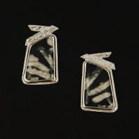 Chinese Writing Stone, Sterling Earrings E301