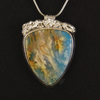 Plume Agate, Sterling Pendant 442